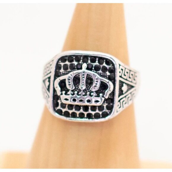Vintage Royal King's Crown Silver Tone Ring Size 11 - T13 - Picture 1 of 3